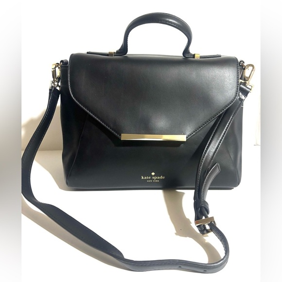 Kate Spade Black Satchel with Gold Accent shoulder handbag - Picture 1 of 7